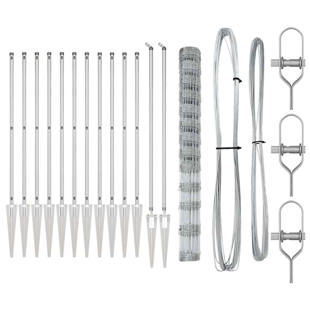 Wildzaun Silber 25 x 1,5 m Verzinkter Stahl